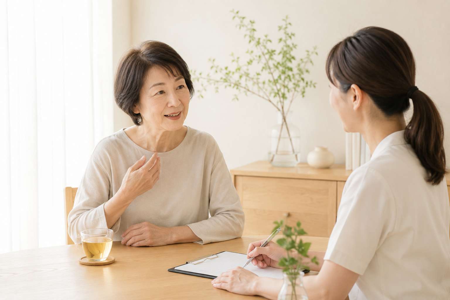 お客様の話を聞くセラピスト